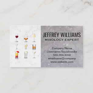 cocktail Drinks   Mixology Business Card