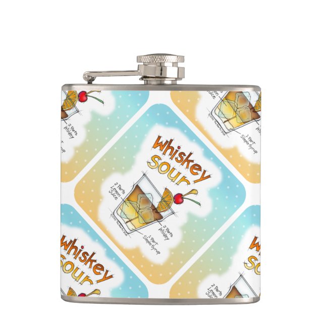 COCKTAIL FLASK - WHISKEY SOUR RECIPE COCKTAIL ART (Front)