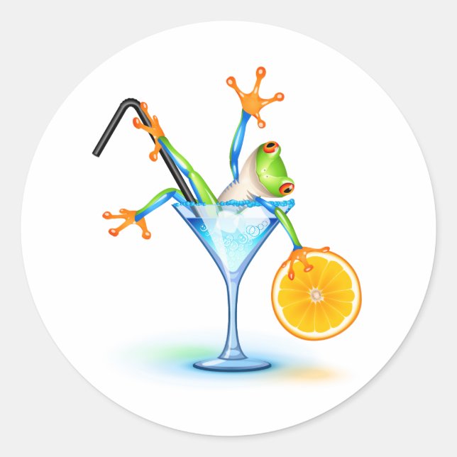 Cocktail Frog Classic Round Sticker (Front)