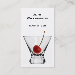 Cocktail Glass Cherry Professional Bartender Business Card