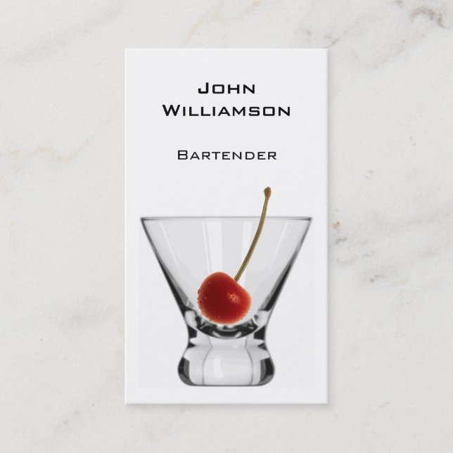Cocktail Glass Cherry Professional Bartender Business Card (Front)