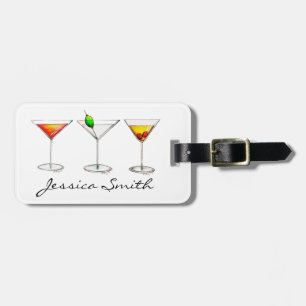 Cocktail Glass Mixed Drink Martini Cosmo Manhattan Luggage Tag