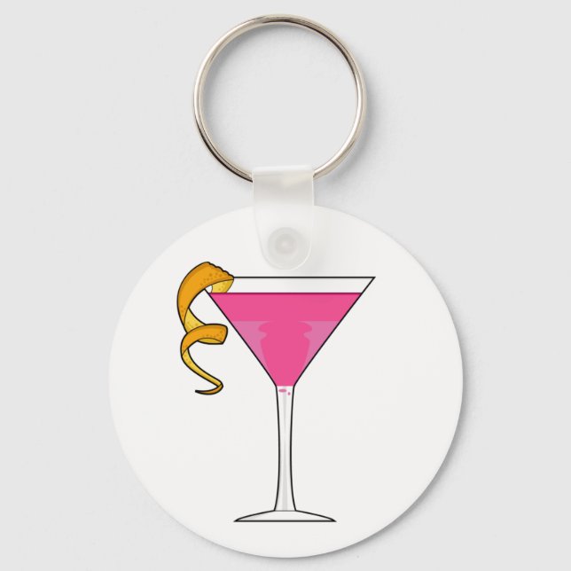 Cocktail Glass & Orange Twist Keychain (Front)