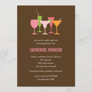 Cocktail Glasses Bachelorette/Bridal Shower Invite