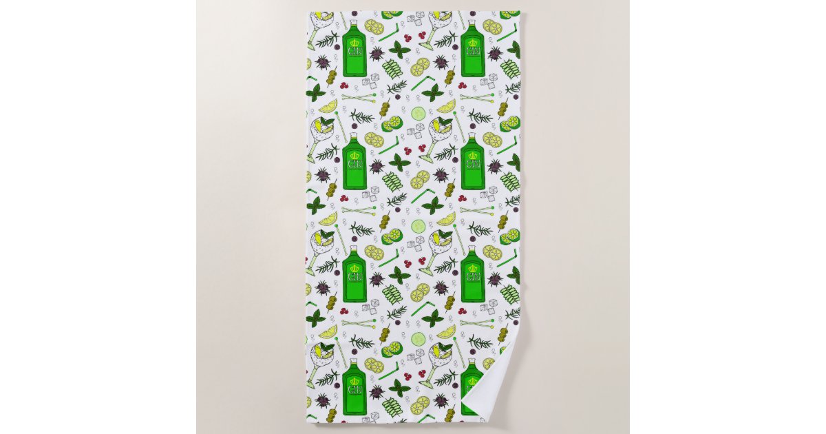 Download Cocktail Glasses Gin Tonic Drinks Mixologist Beach Towel | Zazzle.co.uk