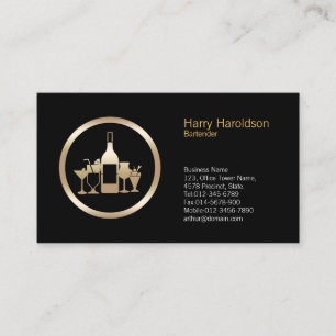 Cocktail Glasses Icon Bartender Business Card