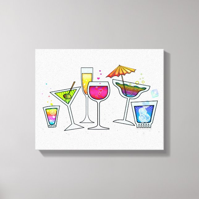 COCKTAIL GLASSES Stretched CANVAS PRINTS (Front)