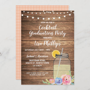 Cocktail Graduation Party Rustic Jar Invitation