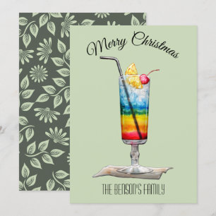 Cocktail Green Christmas Card