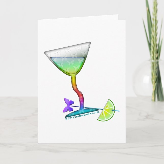 COCKTAIL GREETING CARDS - BUTTERFLY MARTINI (Front)