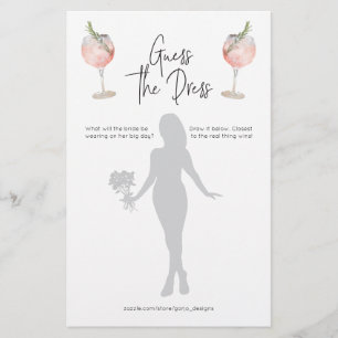 Cocktail Guess the Dress Bridal Shower Game Stationery