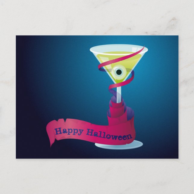 Cocktail Happy Halloween postcard (Front)