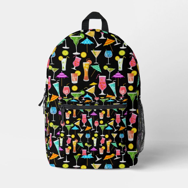 Cocktail Happy Hour Party Time Pattern Printed Backpack (Front)
