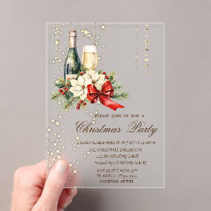 Cocktail Holly Berry Red Bow Company Christmas Acrylic Invitations