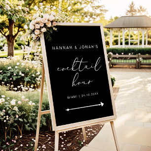 Cocktail Hour Elegant Calligraphy Wedding black Poster