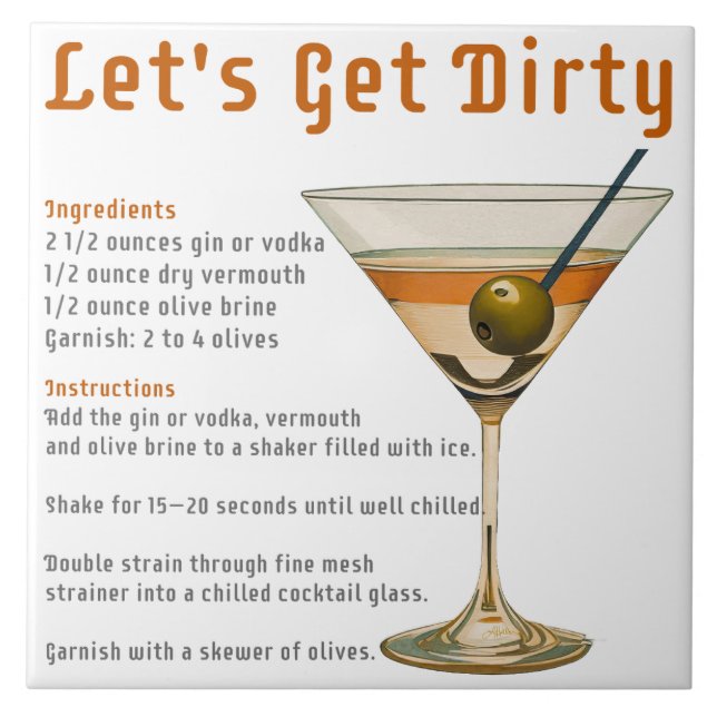 Cocktail Hour Let's Get Dirty Martini Recipe Tile (Front)