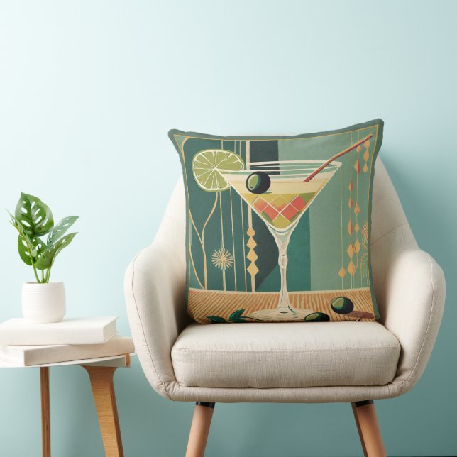 Cocktail Hour Martini Mid Century Design Cushion (Chair)