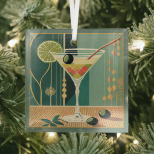 Cocktail Hour Martini Mid Century Design Glass Tree Decoration