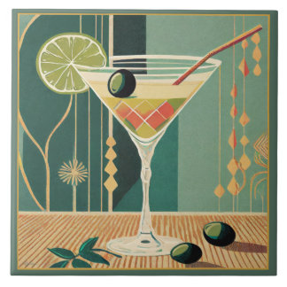 Cocktail Hour Martini Mid Century Design Tile