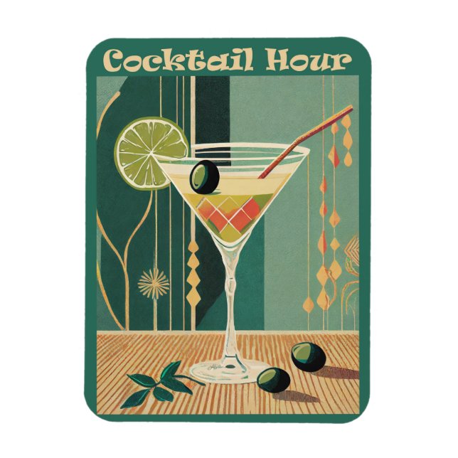 Cocktail Hour Mid Century Design Magnet (Vertical)