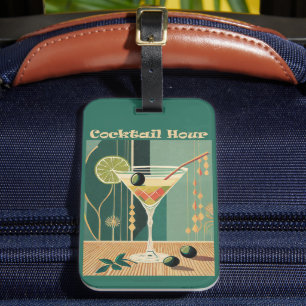 Cocktail Hour Mid Century Modern Martini Luggage Tag