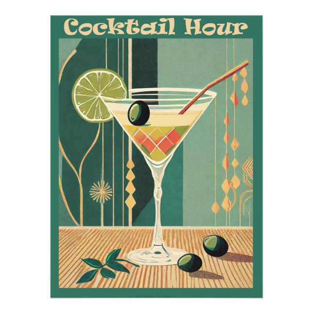 Cocktail Hour Mid Century Modern Martini Photo Print (Front)