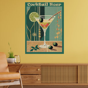 Cocktail Hour Mid Century Modern Martini Poster