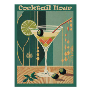 Cocktail Hour Mid Century Modern Martini Poster