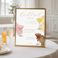 Cocktail Hour Watercolor Cocktails Wedding Menu