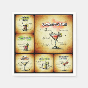Cocktail Inspired Napkins - Cosmopolitan Drink Art