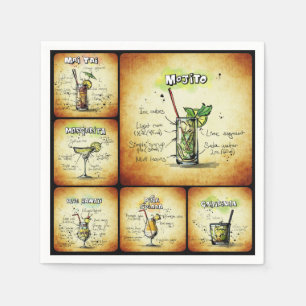 Cocktail Inspired Napkins - Mojito Drink Art