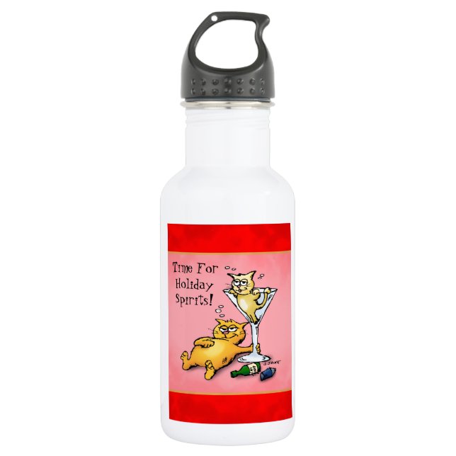 Cocktail Kittens Holiday Spirits Cartoon 532 Ml Water Bottle (Front)