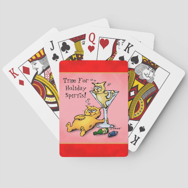 Cocktail Kittens Holiday Spirits Cartoon Playing Cards (Back)