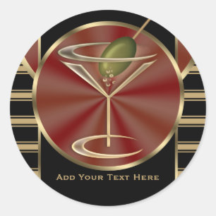 Cocktail Lounge Classic Round Sticker