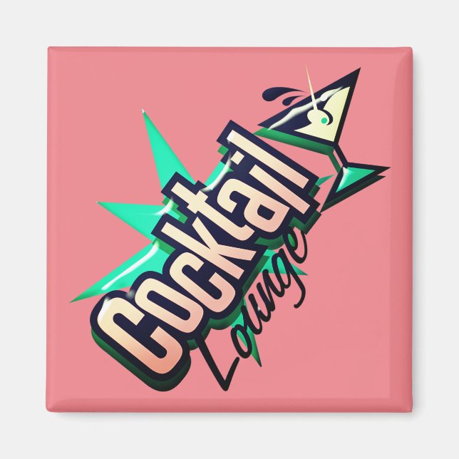Cocktail lounge martini retro vintage liquor bar magnet (Front)