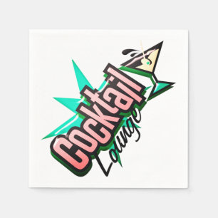 Cocktail lounge martini retro vintage liquor bar napkin