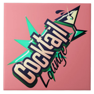 Cocktail lounge martini  vintage mid century club tile