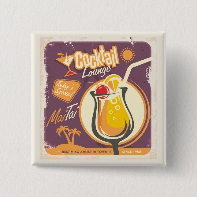 Cocktail Lounge Poster 15 Cm Square Badge (Front)