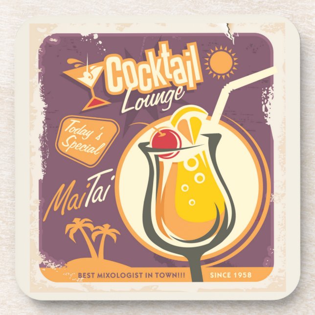 Cocktail Lounge Poster Coaster (Front)