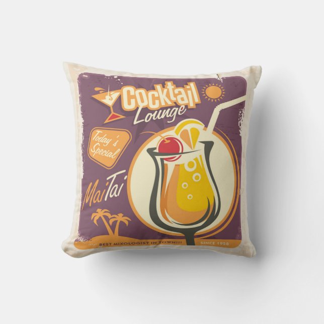 Cocktail Lounge Poster Cushion (Front)
