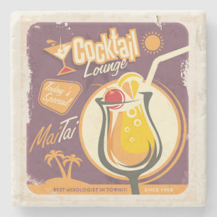 Cocktail Lounge Poster Stone Coaster