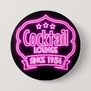 Cocktail lounge retro neon sign 7.5 cm round badge