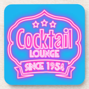Cocktail lounge retro neon sign coaster