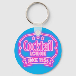 Cocktail lounge retro neon sign key ring