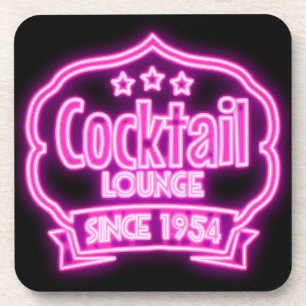 Cocktail lounge retro vintage neon sign liquor bar coaster