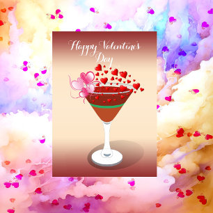 Cocktail Love Quote Valentine Sweeping Hearts Cute Holiday Card