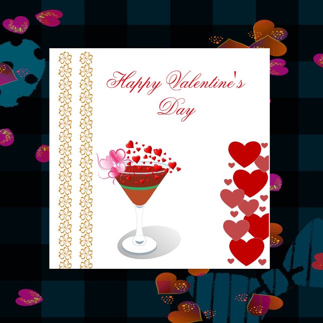 Cocktail Love Quote Valentine Sweeping Hearts Cute Holiday Card (Cocktail Love Quote Valentine Sweeping Hearts Cute Holiday Card)