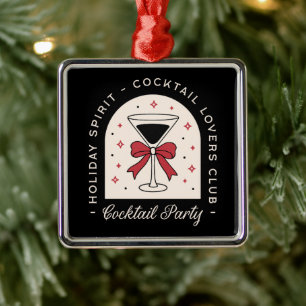 Cocktail lovers party funny holiday spirit metal tree decoration