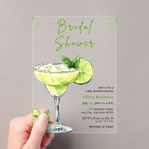 Cocktail Margs & Matrimony Margarita Bridal Shower Acrylic Invitations