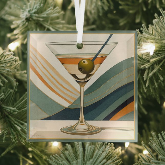 Cocktail Martini Mid Century Design Glass Tree Decoration (Insitu)